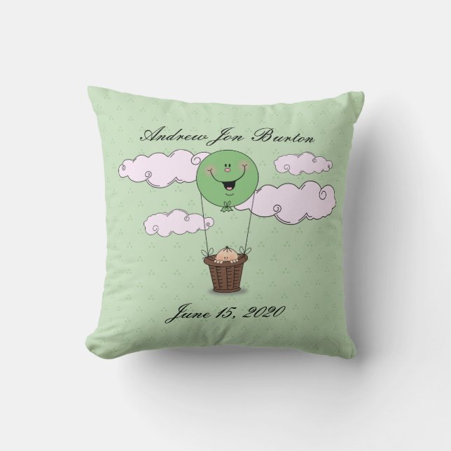 Peek a Boo Baby Boy Green Birth Cushion (Front)