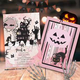 Peek a Boo Baby Shower Invitation - Spooky House