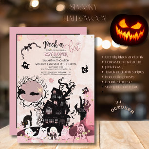 Peek a Boo Baby Shower Invitation, Whimsical Ghost Invitation