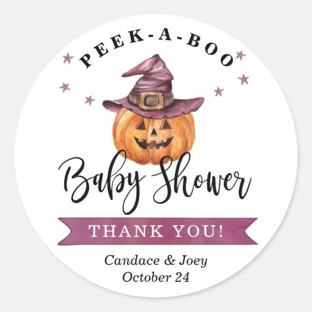 Peek-a-Boo Baby Shower Sticker (Front)
