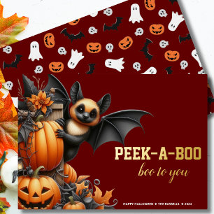 Peek-a-Boo Bat Halloween Foil Holiday Card