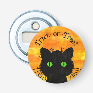 Peek-A-Boo Black Cat Orange Trick-or-Treat Bottle Opener