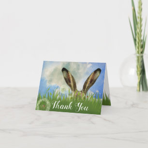 Peek a Boo Bunny   Blue Sky & Clouds Thank You Card