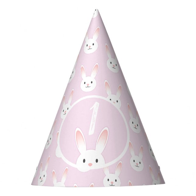 Peek-a-boo Bunny Kids Birthday Party Hat (Front)