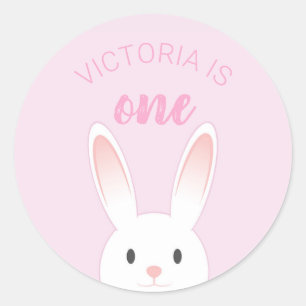 Peek-a-boo Bunny   Personalized Kids Birthday Classic Round Sticker