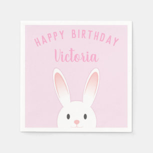 Peek-a-boo Bunny Personalized Kids Birthday Party Napkin