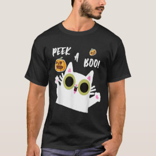 Peek A Boo Cat Funny Cute Halloween Baby Kids Vide T-Shirt