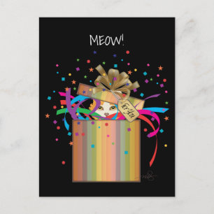 Peek-a-Boo Cat In a Box Invitation Postcard