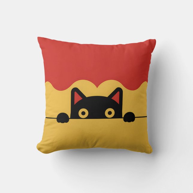 Peek-a-Boo Cat Minimalist  Cushion (Front)