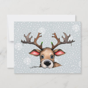 Peek-a-Boo Christmas Deer Holiday Card