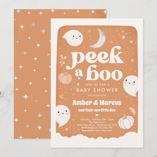 Peek A Boo Gender Neutral Ghost Baby Shower Invita Invitation (Front/Back)