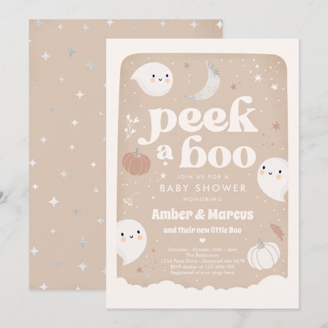Peek A Boo Gender Neutral Ghost Baby Shower Invitation (Front/Back)