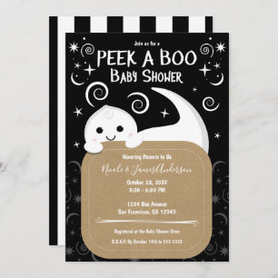 Peek a BOO Ghost Halloween Baby Shower Invitation