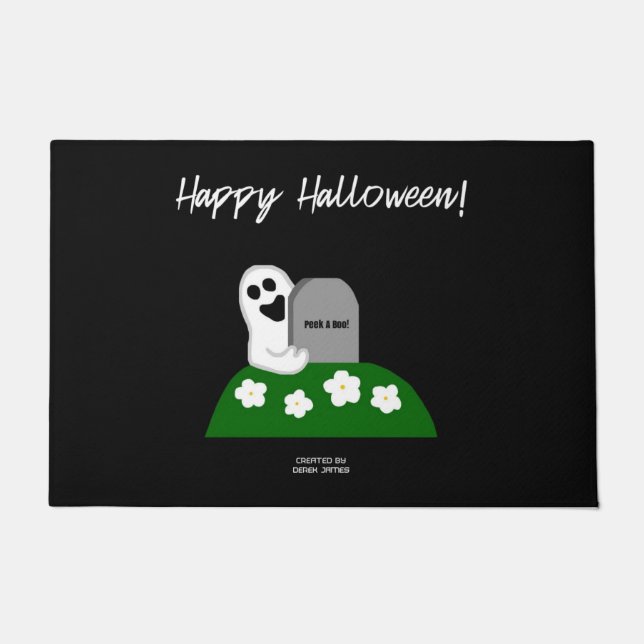 Peek A Boo Ghost Large Door Mat (Front)
