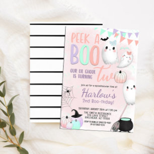Peek a Boo Ghost Pastel Halloween Birthday Invitation