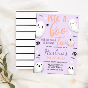 Peek a Boo Ghost Pastel Purple Halloween Birthday  Invitation