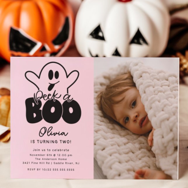 Peek A Boo Ghost Photo Birthday  Invitation (Creator Uploaded)