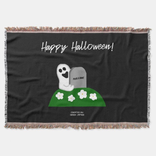 Peek A Boo Ghost Throw Blanket (Front)