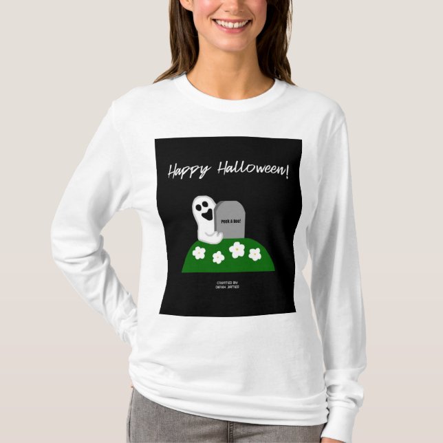 Peek A Boo Ghost Women's Long Sleeve Shirt (Front)