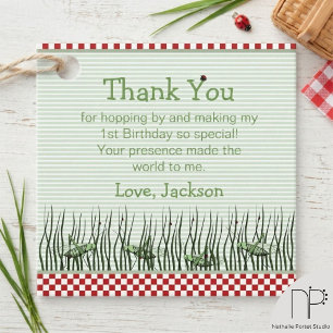 Peek A Boo Grasshopper First Birthday Thank You Favour Tags