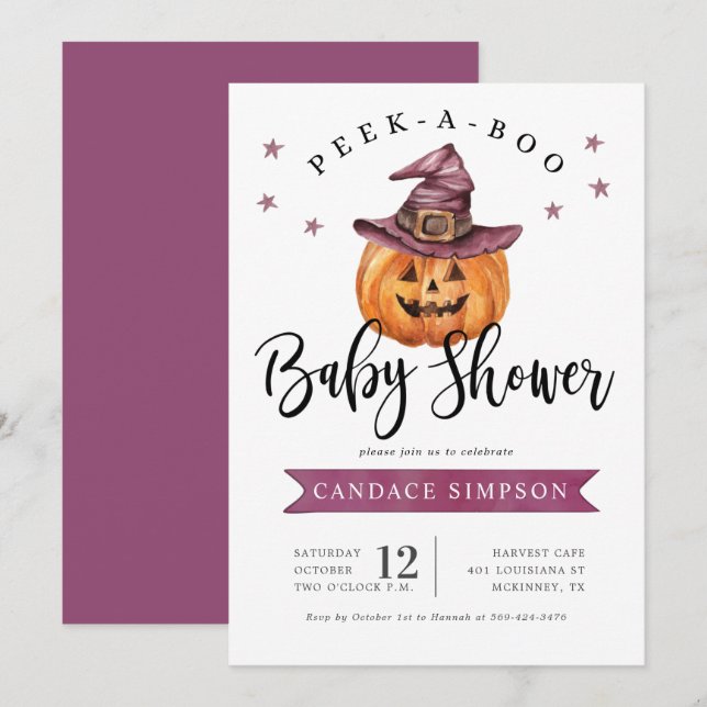 Peek A Boo Halloween Baby Shower Invitation (Front/Back)
