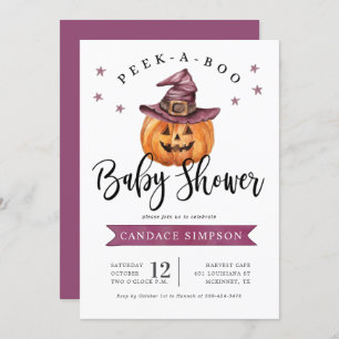 Peek A Boo Halloween Baby Shower Invitation