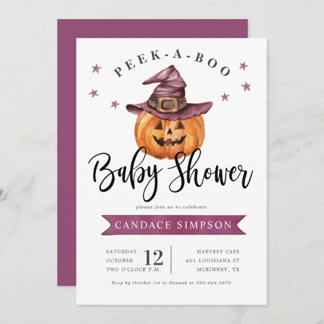 Peek A Boo Halloween Baby Shower Invitation (Front/Back)