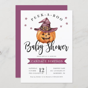 Peek A Boo Halloween Baby Shower Invitation