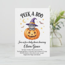 "Peek A Boo" Halloween Baby Shower Invitation