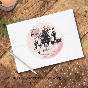"Peek a Boo" Halloween Baby Shower Sticker