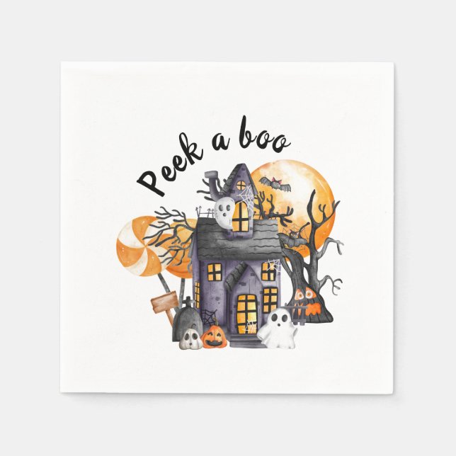 Peek a BOO Halloween Baby Shower Supplies Napkin (Front)