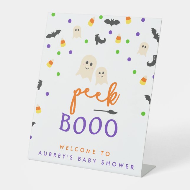 Peek a Boo Halloween Baby Shower Welcome Sign (Front)