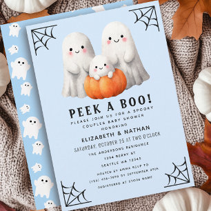 Peek A Boo Halloween Couples Boy Baby Shower Invitation