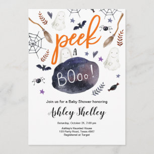 Peek a Boo Halloween Gender Neutral Baby Shower Invitation