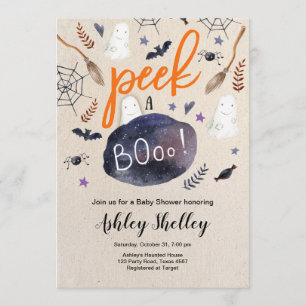 Peek a Boo Halloween Gender Neutral Baby Shower Invitation