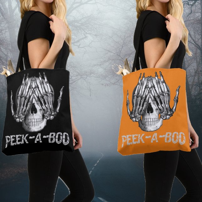 Peek A Boo Halloween Spooky Horror Skull Tote Bag (Creator Uploaded)