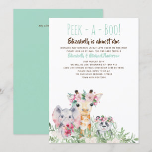 Peek-a-Boo Jungle Safari Wild Animals Baby Shower Invitation