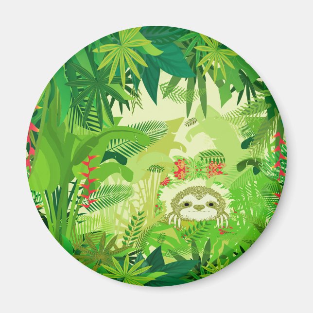 Peek a Boo Jungle Sloth Magnet (Front)