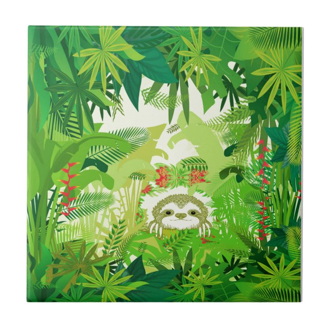 Peek a Boo Jungle Sloth Tile (Front)