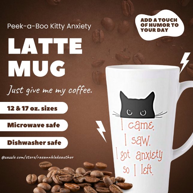 Peek-a-Boo Kitty Anxiety Latte Mug (Creator Uploaded)