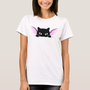Peek-a-Boo Kitty black cat peeking T-Shirt