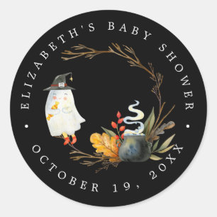 Peek-A-Boo   Little Ghost Halloween Baby Shower Classic Round Sticker
