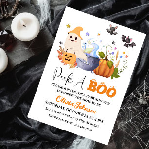 Peek-A-Boo   Little Ghost Halloween Baby Shower Invitation