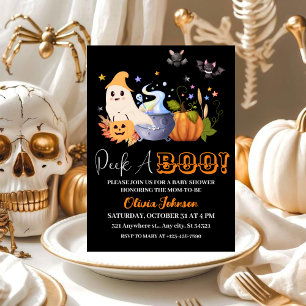 Peek-A-Boo Little Ghost Halloween Baby Shower Invitation