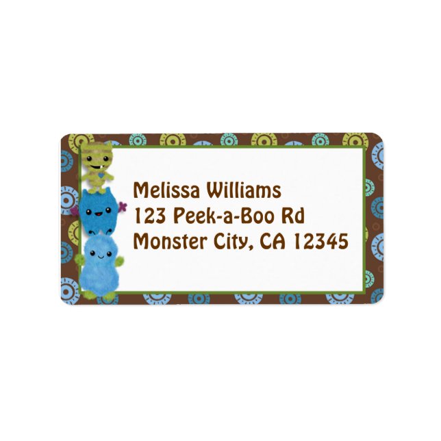 Peek a Boo MONSTERS Address Label PABC envelope (Front)