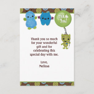 Peek a Boo MONSTERS Thank You 3.5"x5" PABC (FLAT) Card