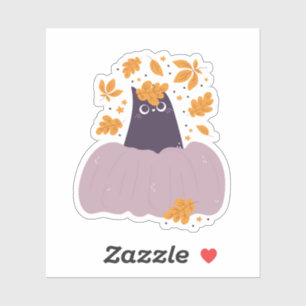 Peek-a-boo Pumpkin Cat Custom-Cut Vinyl Stickers