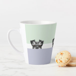 "Peek a Boo" Schnauzer Dog   Latte Mug