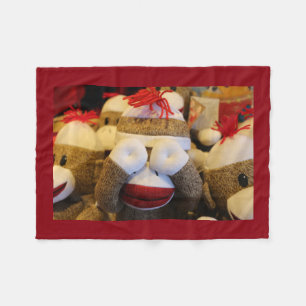 Peek-a-boo Sock Monkey Fleece Blanket