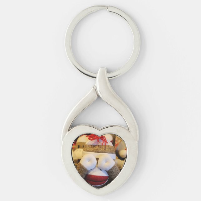 Peek-a-boo Sock Monkey Key Ring (Front)